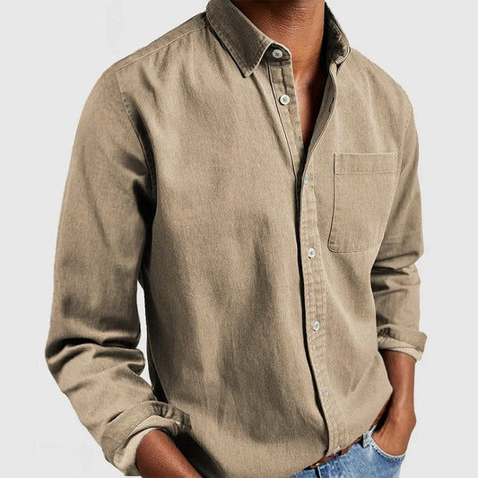 2024 Cross-border Export E-commerce New Amazon Independent Station Men&#039;s Shirt New Long-sleeved Lapel Men&#039;s Shirt